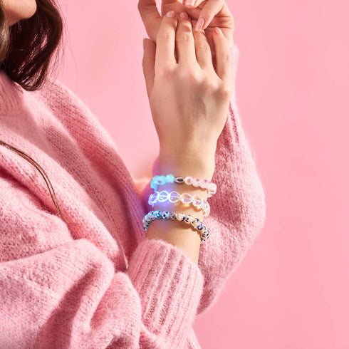 Bracelet Love en verre Firefly en argent sterling 925 blanc x rose